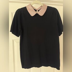 Adrianna Papell Black and Pink Polka Dot Top